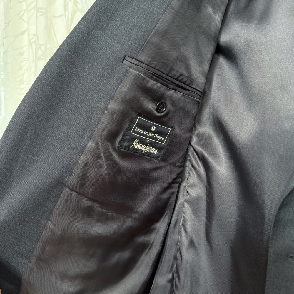 ERMENEGILDO ZEGNA GRAY WOOL BUTTON UP BLAZER JACKET PANTS SUIT SET - Picture 6 of 16